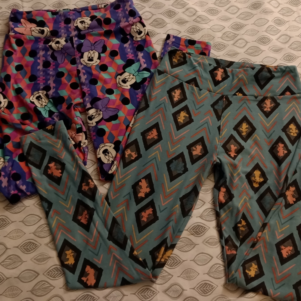 LuLaRoe Leggings, 2 pairs of Disney design One Size Fits All